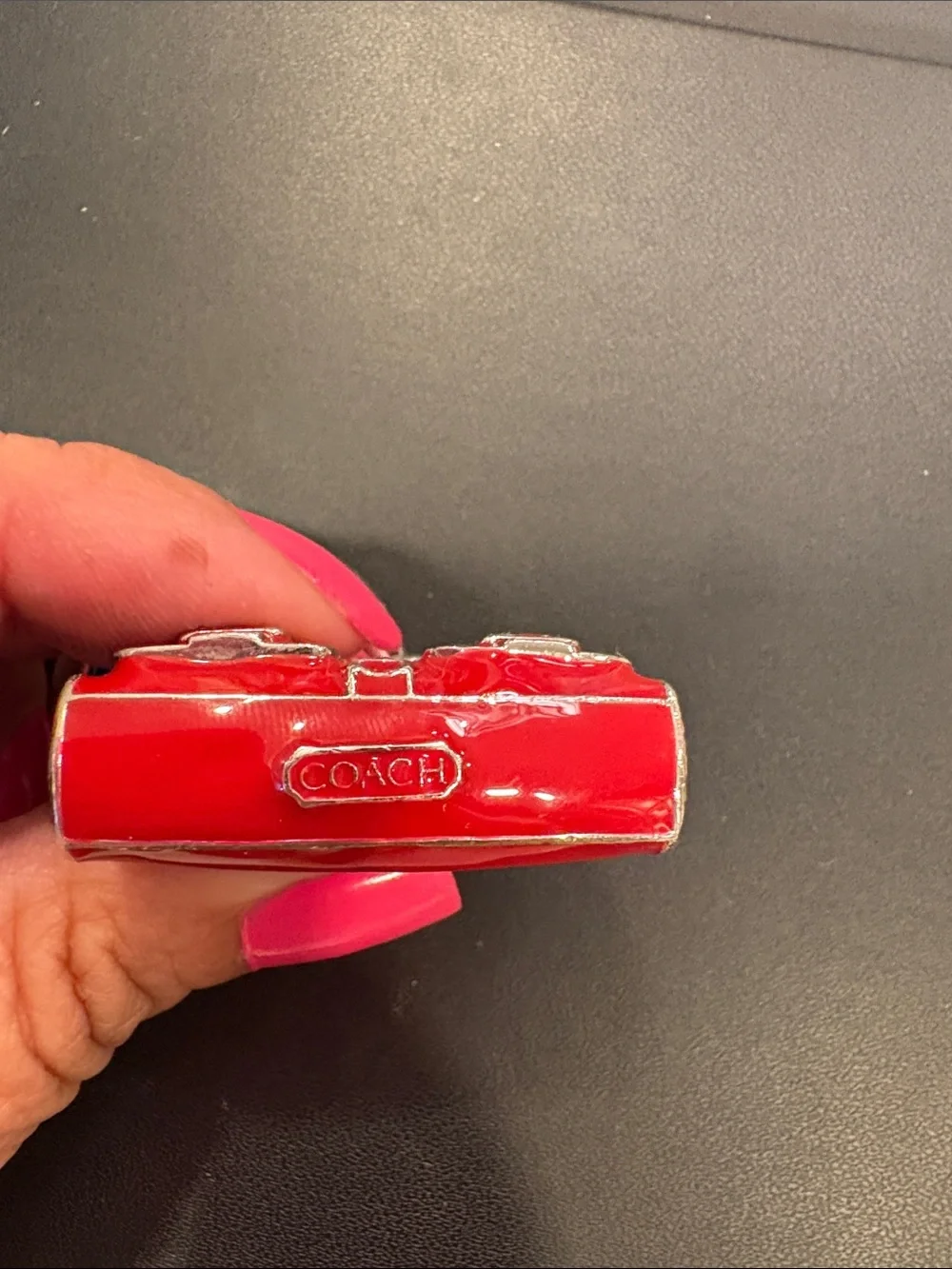 Coach Red Enamel Handbag Keychain